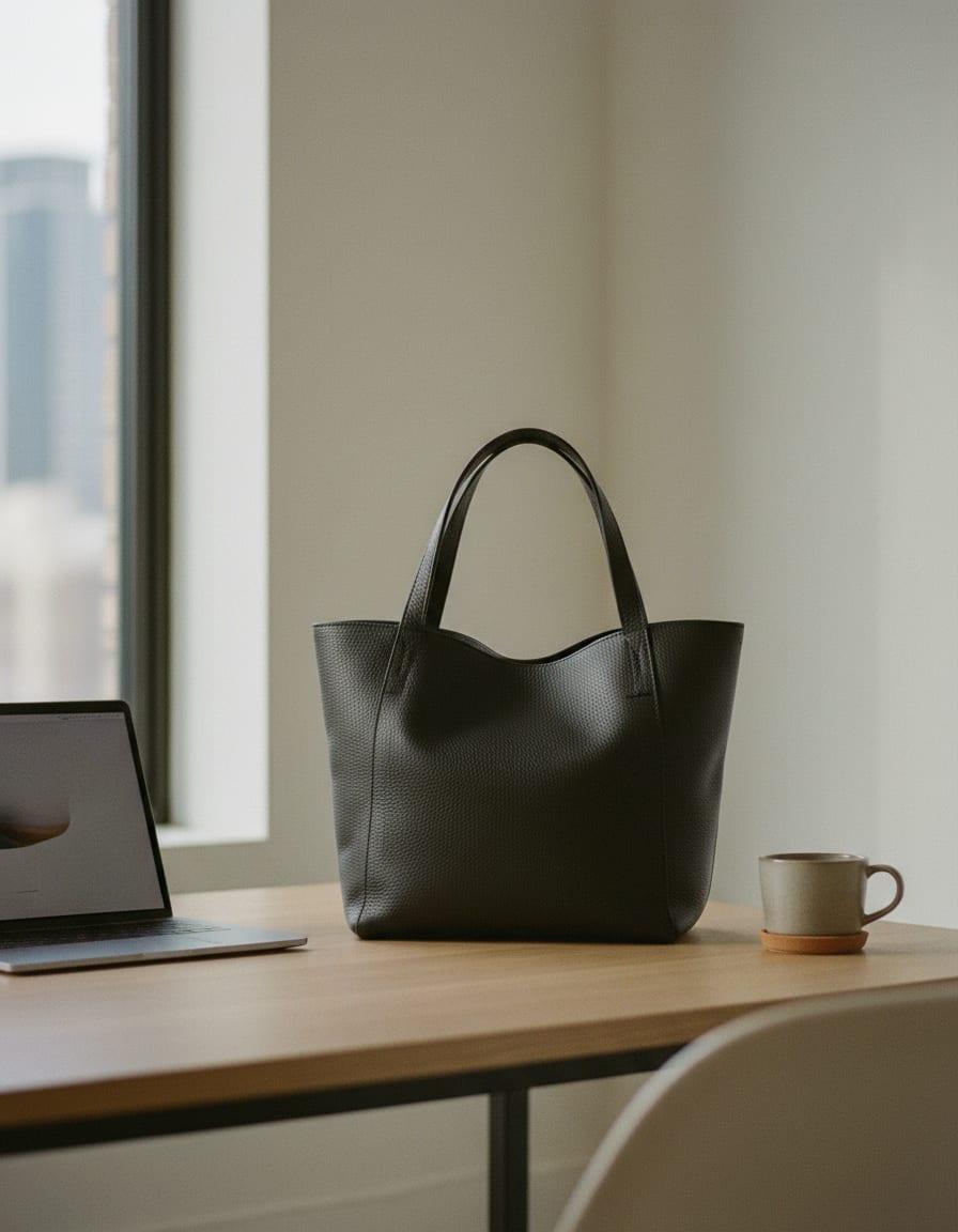 Meridian Work Tote photographed in use