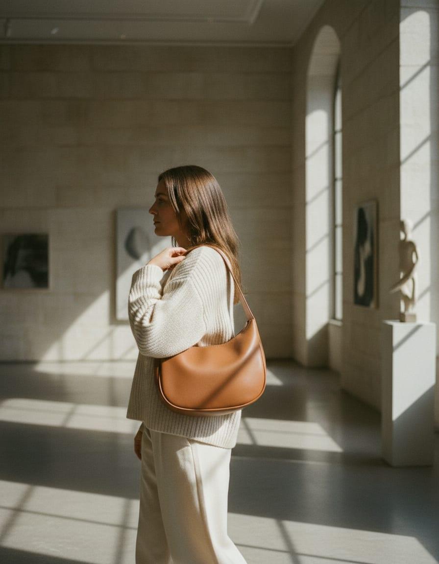 Vesper Shoulder Bag photographed in use